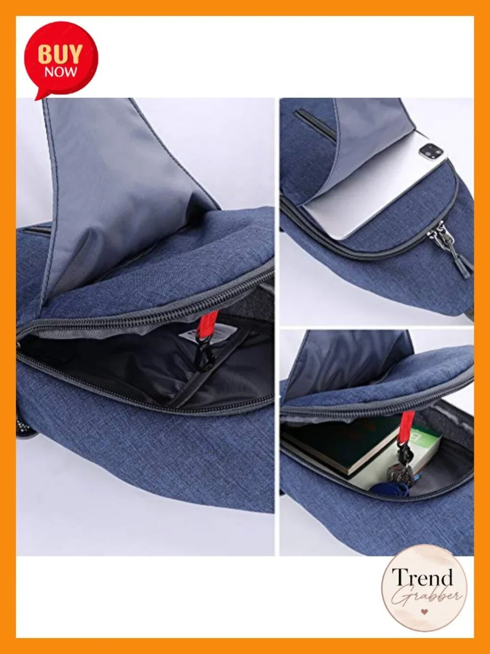 Water-Resistant Crossbody Sling Backpack with Multi-Compartment Storage,